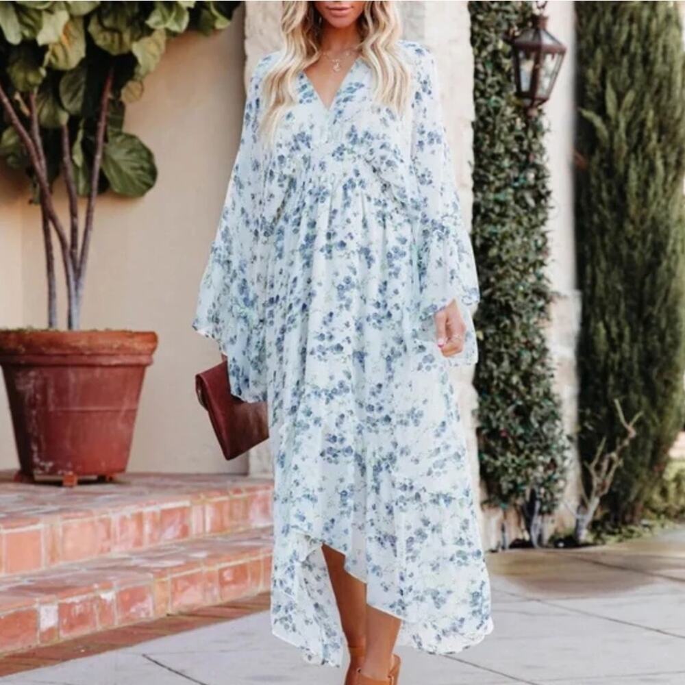 Vici White Floral High-Low Maxi Dress